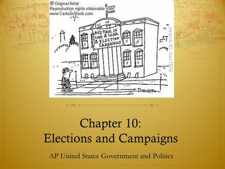 Chapter 10: Elections and Campaigns AP United States Government and Politics.