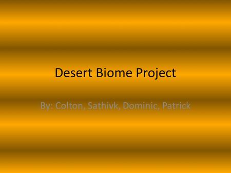 Desert Biome Project By: Colton, Sathivk, Dominic, Patrick.