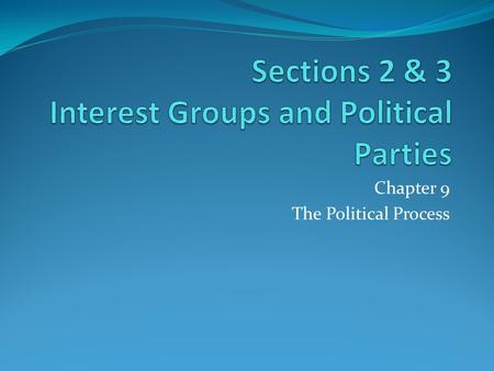 Sections 2 & 3 Interest Groups and Political Parties