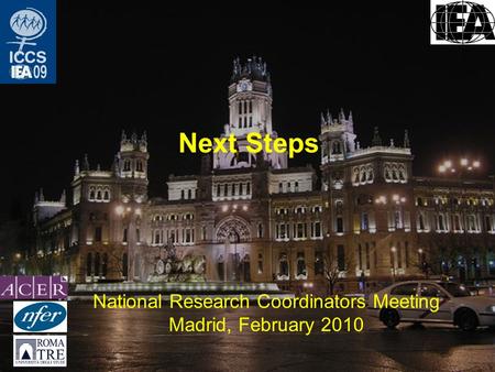 Next Steps National Research Coordinators Meeting Madrid, February 2010.