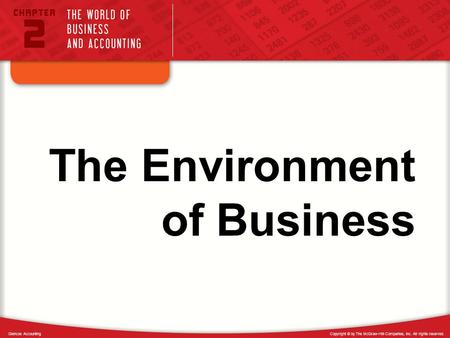 Copyright © by The McGraw-Hill Companies, Inc. All rights reserved.Glencoe Accounting The Environment of Business.