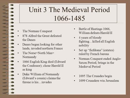 Unit 3 The Medieval Period