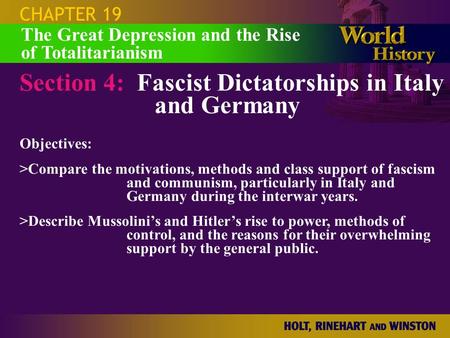 Section 4: Fascist Dictatorships in Italy and Germany