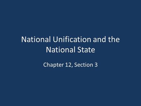 National Unification and the National State