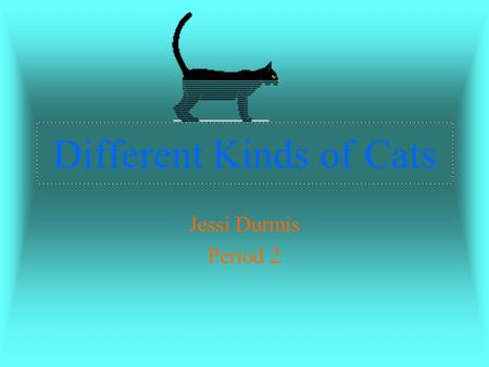 Different Kinds of Cats Jessi Durmis Period 2. The Abyssinian It is a short haired cat It originated from Eygpt Their coat ranges from white, gray, brown,&