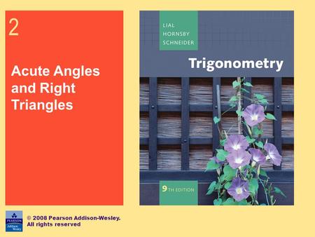 2 Acute Angles and Right Triangles © 2008 Pearson Addison-Wesley.