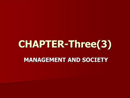 MANAGEMENT AND SOCIETY