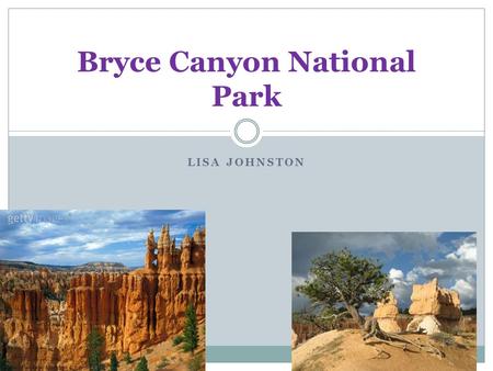 LISA JOHNSTON Bryce Canyon National Park. What year did Bryce Canyon become a National Park? Bryce Canyon used to became a National Monument on March.