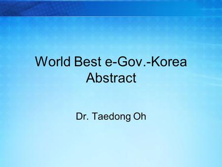 World Best e-Gov.-Korea Abstract