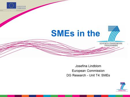 Josefina Lindblom European Commission DG Research - Unit T4: SMEs SMEs in the.