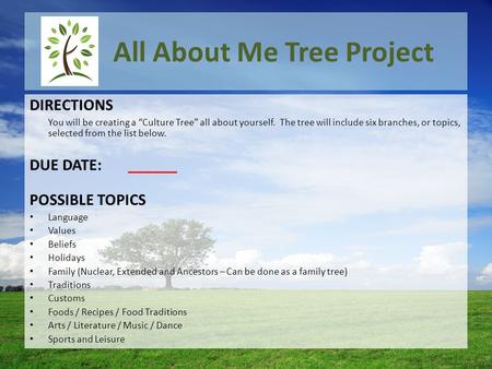 All About Me Tree Project