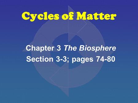 Chapter 3 The Biosphere Section 3-3; pages 74-80
