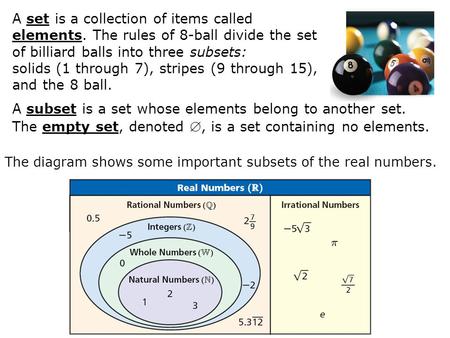 Algebra Sets of Numbers