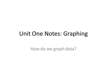 Unit One Notes: Graphing How do we graph data?. Name the different types of graphs (charts).