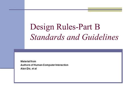 Design Rules-Part B Standards and Guidelines