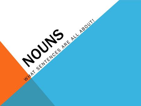 NOUNS WHAT SENTENCES ARE ALL ABOUT!. WHAT IS A NOUN?  A NOUN is a word or word group that is used to name a person, place, thing or idea.  Nouns can.