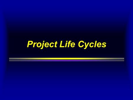 Project Life Cycles.