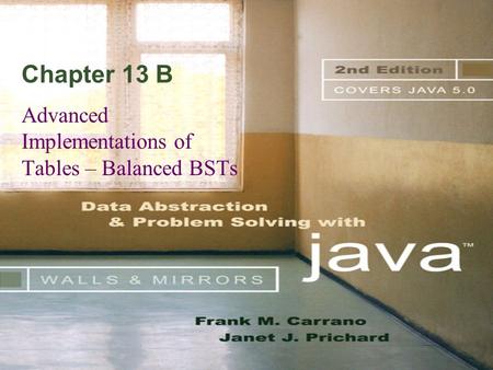 Chapter 13 B Advanced Implementations of Tables – Balanced BSTs.
