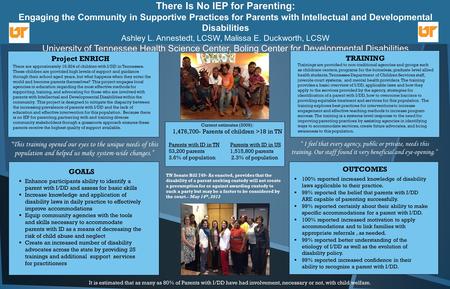 There Is No IEP for Parenting: Engaging the Community in Supportive Practices for Parents with Intellectual and Developmental Disabilities Ashley L. Annestedt,
