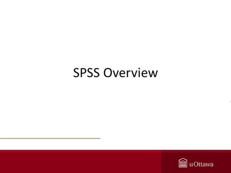 SPSS Overview. The opening screen 2 The SPSS windows 3.