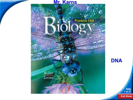 End Show Slide 1 of 37 Biology Mr. Karns DNA. End Show Slide 2 of 37 12–1 DNA.