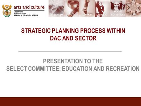 STRATEGIC PLANNING PROCESS WITHIN DAC AND SECTOR PRESENTATION TO THE SELECT COMMITTEE: EDUCATION AND RECREATION.