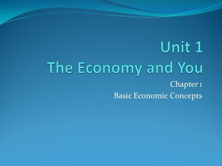 Chapter 1 Basic Economic Concepts. Vocabulary Wants Needs Goods Services Resources Business Profit Competition Market Research Consumer Determine Identify.