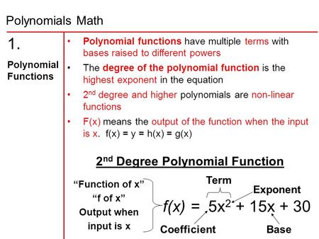 2nd Degree Polynomial Function