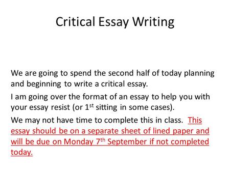 Critical Essay Writing
