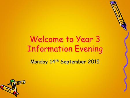 Welcome to Year 3 Information Evening Monday 14 th September 2015.