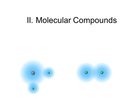 II. Molecular Compounds. Covalent Bonding A major type of atomic bonding occurs when atoms share electrons.atoms As opposed to ionic bonding in which.