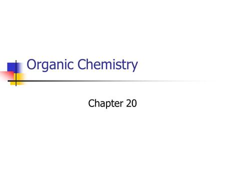 Organic Chemistry Chapter 20 What is organic chemistry? The name implies that it is the chemistry of living things That is partially true Organic chemistry-