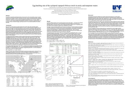 Egg hatching rate of the cyclopoid copepod Oithona similis in arctic and temperate waters Torkel Gissel Nielsen 1, Eva Friis Møller 1, Suree Satapoomin.