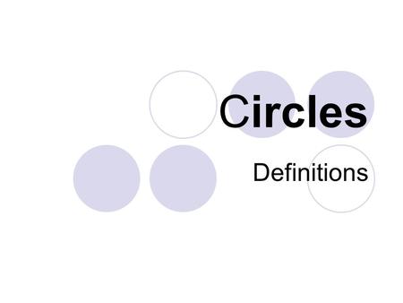 Circles Definitions. Chord a segment whose endpoints lie on a circle A B AB.