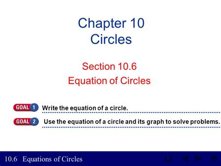 Section 10.6 Equation of Circles