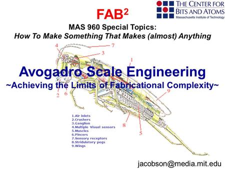 FAB 2 MAS 960 Special Topics: How To Make Something That Makes (almost) Anything 1.Air inlets 2.Crushers 3.Ganglion 4.Multiple Visual.