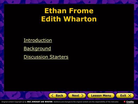Ethan Frome Edith Wharton Introduction Background Discussion Starters.