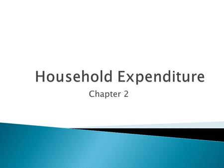 Chapter 2.  Expenditure is money that goes out of the household or business  We must plan for what money we have to spend to make sure we have enough.