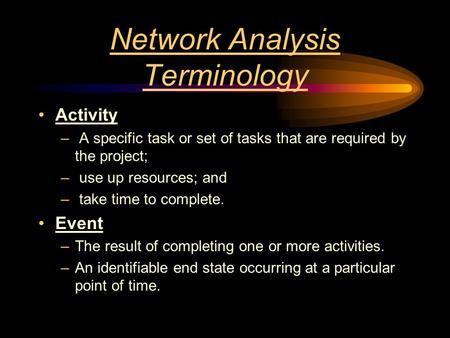 Network Analysis Terminology