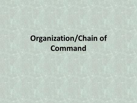 Organization/Chain of Command