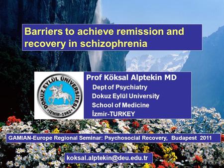 Barriers to achieve remission and recovery in schizophrenia Prof Köksal Alptekin MD Dept of Psychiatry Dokuz Eylül University School of Medicine İzmir-TURKEY.