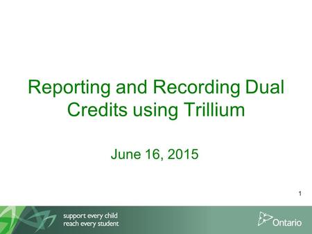 Reporting and Recording Dual Credits using Trillium June 16, 2015 1.