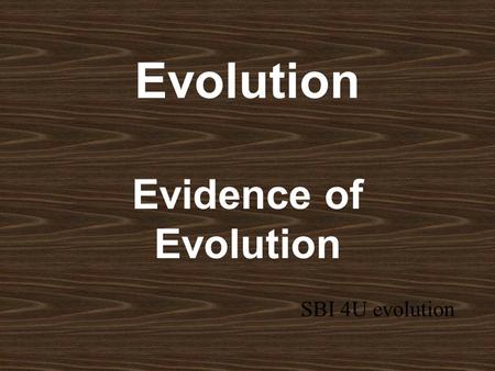 Evolution Evidence of Evolution SBI 4U evolution.