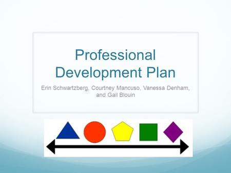 Professional Development Plan Erin Schwartzberg, Courtney Mancuso, Vanessa Denham, and Gail Blouin.