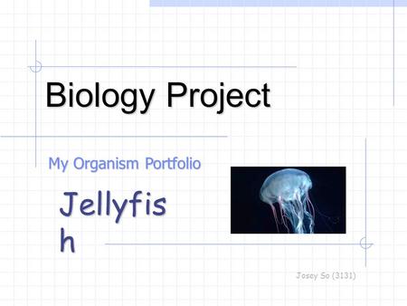 Biology Project Jellyfis h Josey So (3131) My Organism Portfolio.