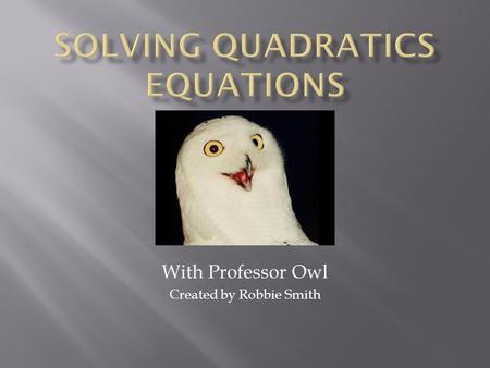 With Professor Owl Created by Robbie Smith. Quadratic Term: ax² Linear Term: bx Constant Term: c In order to have a solution, the line or parabola must.