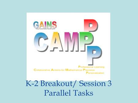 K-2 Breakout/ Session 3 Parallel Tasks. Minds-On TPS – choose one: 1. Show how you would share your grilled cheese sandwich with one other person, OR.