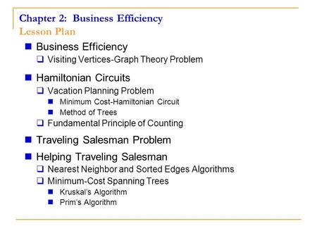 Chapter 2: Business Efficiency Lesson Plan