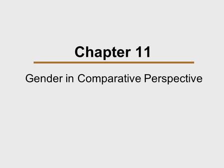 Gender in Comparative Perspective
