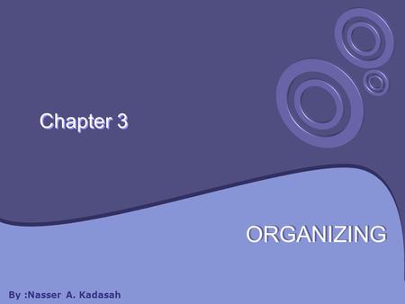 Chapter 3 ORGANIZING By :Nasser A. Kadasah.